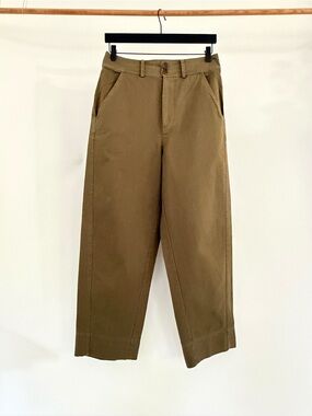 Apiece Apart Mari Barrel High Rise Twill Pants Olive Size 6